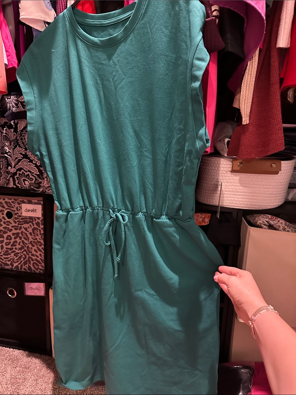 a new day Teal Drawstring-Waist Midi Dress